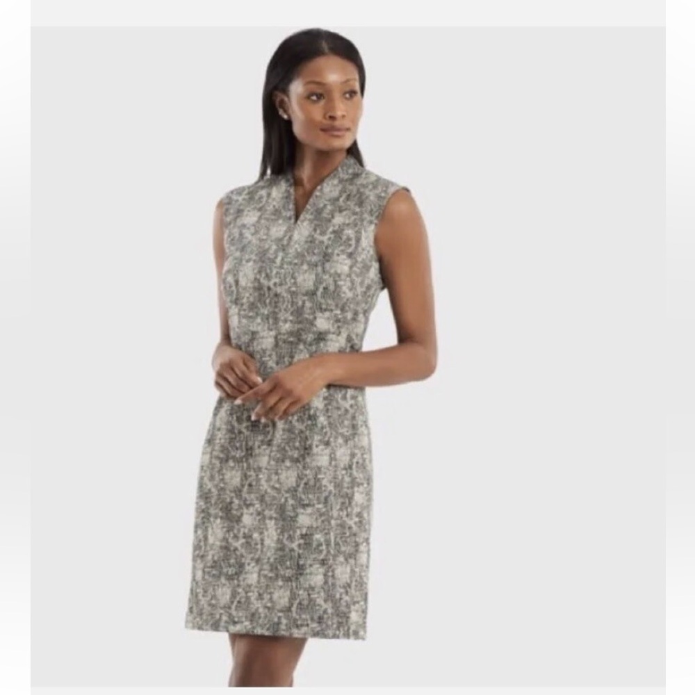 MM Lafleur Black & White Aditi Sheath Dress Crackle Design Midi Dress Size 10